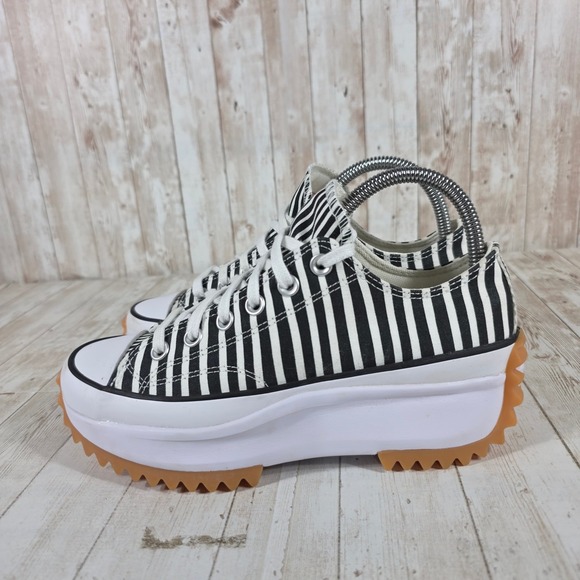 Converse Run Star Hike Low Top Black White Striped Platform Sneakers A03297C 7.5 - Picture 2 of 8